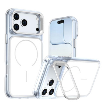 Чохол Bright Color Blocking Camera Bracket Magnetic з підставкою біля камери на iPhone 18 Pro Max — білий