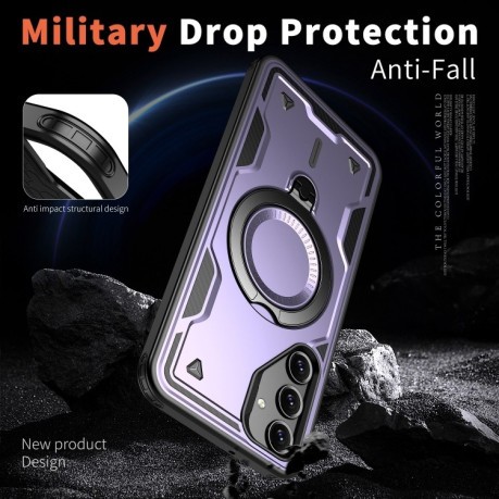 Противоударный чехол MagSafe Holder Armor PC Hybrid для Samsung Galaxy A16 5G - фиолетовый