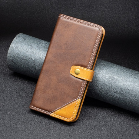 Чехол-книжка Matching Double Sewing для Samsung Galaxy A54 5G - коричневый