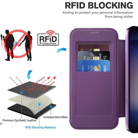 Чохол-книжка Shield MagSafe RFID Anti-theft Leather  для Samsung Galaxy S25+ 5G - фіолетовий