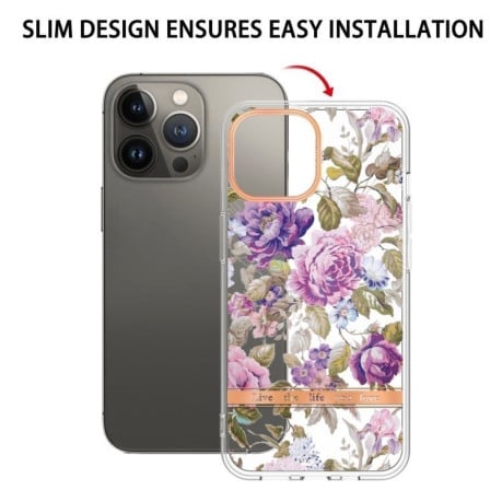 Противоударный чехол Flowers and Plants Series IMD TPU для iPhone 16 Pro Max - Peony