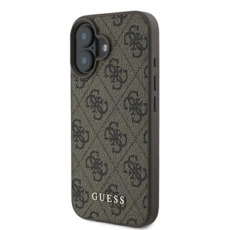 Оригинальный чехол Guess Metal Gold Logo для iPhone 16 Plus - Brown