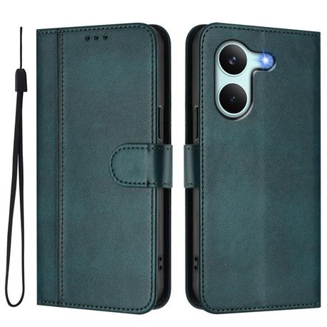 Чохол-книжка Line Splicing еко-шкіра Ретро на Xiaomi Redmi Turbo 5 5G Global / Poco X8 Pro 5G — темно-зелений