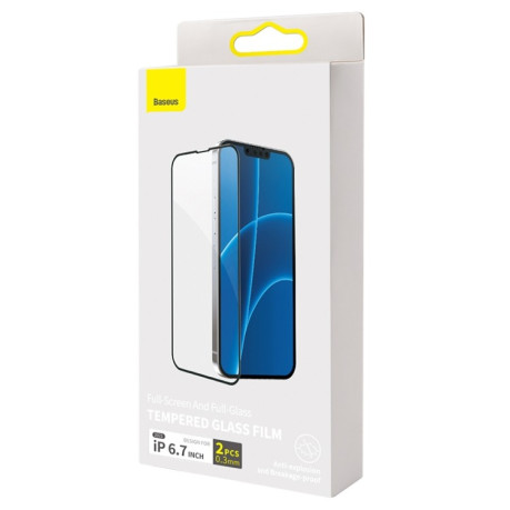 Комплект защитных стекол Baseus 2 PCS 0.3mm Full-screen для iPhone 13 Pro Max - черные