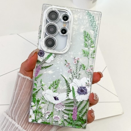 Противоударный чехол Flowers and Plants Series для Samsung Galaxy S25 Ultra 5G - Green Plants
