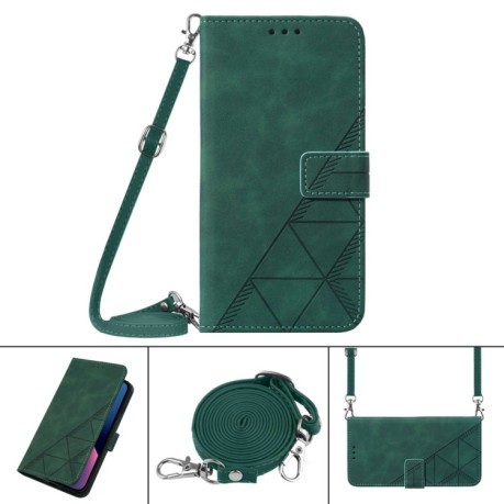 Чехол-книжка Crossbody 3D Embossed для OPPO Reno 8T 4G - зеленый