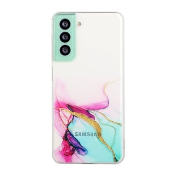 Противоударный чехол Hollow Marble Pattern для Samsung Galaxy S22 5G - зеленый