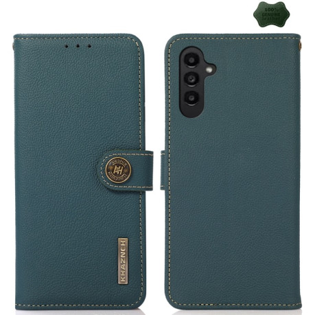 Кожаный чехол-книжка KHAZNEH Custer Genuine для Samsung Galaxy S24 - зеленый