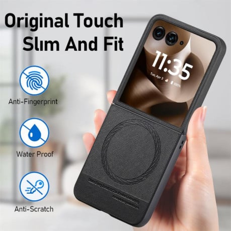 Чохол Twill Fabric Leather Skin Magnetic для Motorola Razr 60 Ultra - чорний