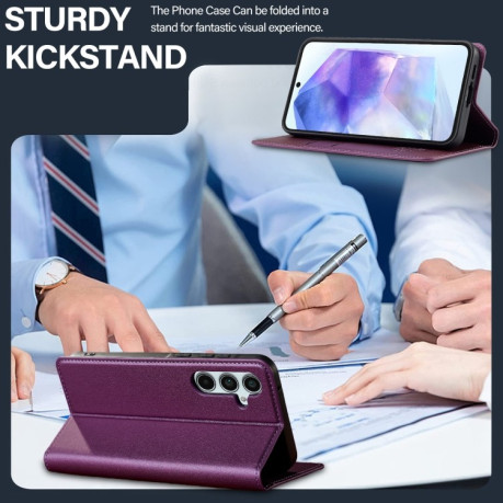 Чохол-книжка LC.IMEEKE L1 Series Frosted Fine Texture для Samsung Galaxy S25+ 5G - фіолетовий
