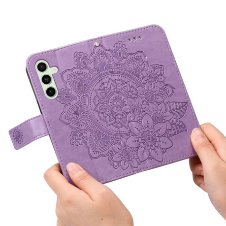 Чохол-книжка 7-petal Flowers Embossing для Samsung Galaxy S24 FE 5G - фіолетовий