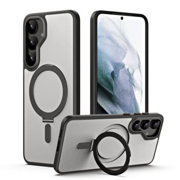 Чохол MagSafe Airbag Shockproof Frosted with Fold Holder для Samsung Galaxy S25+ 5G - чорний