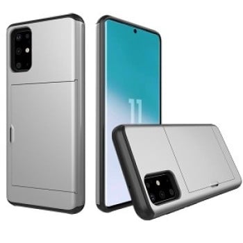 Протиударний чохол Rugged Armor зі слотом для кредитної картки на Samsung Galaxy S20 Ultra-сріблястий