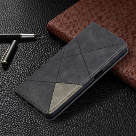 Чехол-книжка Rhombus Texture на Samsung Galaxy A12/M12 - черный