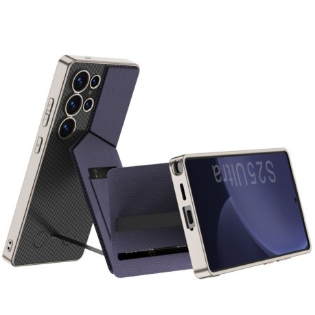 Протиударний чохол GKK Rotor Bracket Recessed Card Bag Full Coverage для Samsung Galaxy S25 Ultra 5G - фіолетовий