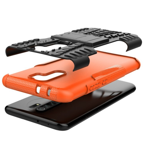 Противоударный чехол Tire Texture на Xiaomi Redmi 9 - оранжевый
