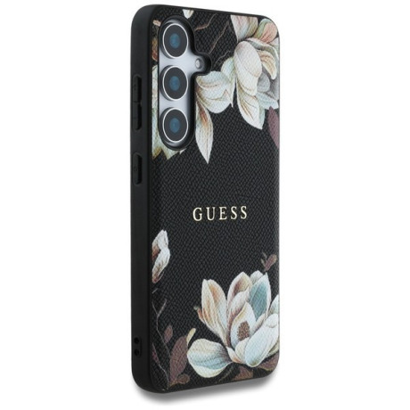 Оригінальний чохол Guess Grained Printed Flower Pattern MagSafe для Samsung Galaxy S25 - black