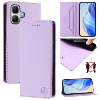 Чохол-книжка RC01 Dual-Folded Magnetic Suction RFID Leather на Infinix Smart 20 4G — світло-фіолетовий