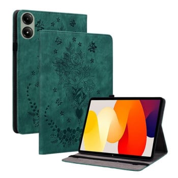 Чехол-книжка Butterfly Rose Embossed для Xiaomi Redmi Pad 2 / Xiaomi Redmi Pad SE 11 2025 - зеленый