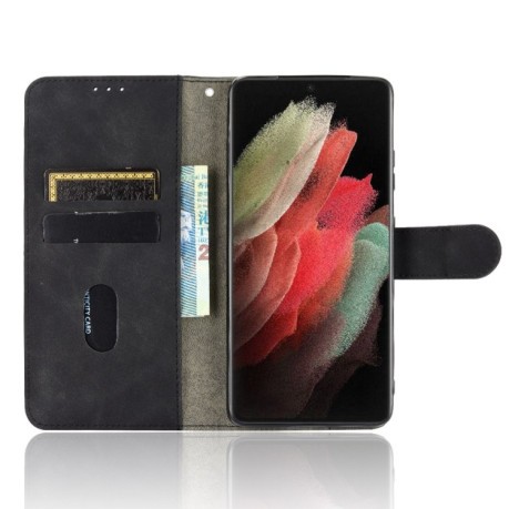 Чехол-книжка Solid Color Skin Feel на Samsung Galaxy S21 Ultra - черный