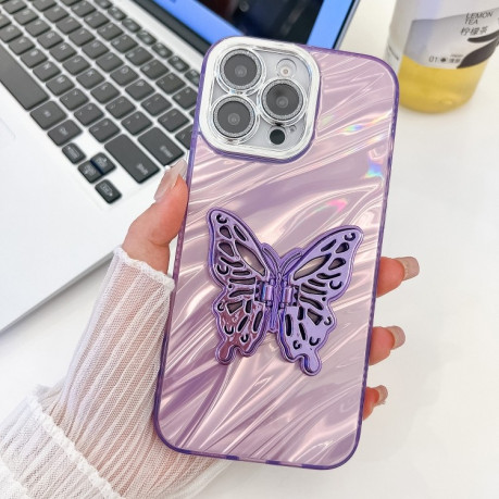 Чохол протиударний Plating Glitter Texture Butterfly для iPhone 16 Pro - Purple Water Ripples