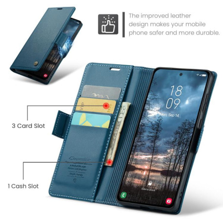 Чохол-книжка CaseMe 023 Butterfly Buckle Litchi RFID Anti-theft Leather для Samsung Galaxy S25 Edge 5G - синій