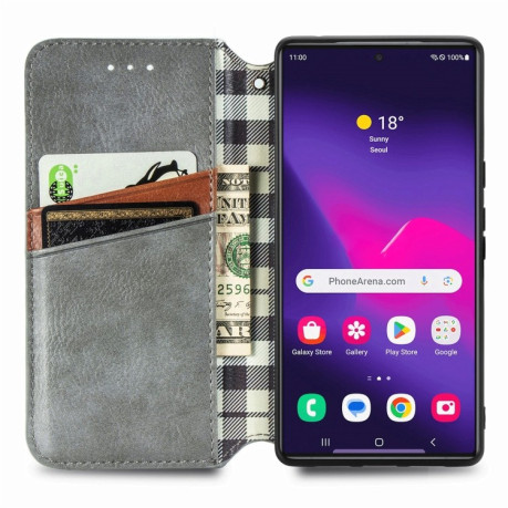 Чехол-книжка Cubic Grid для Samsung Galaxy S25 Ultra 5G - серый