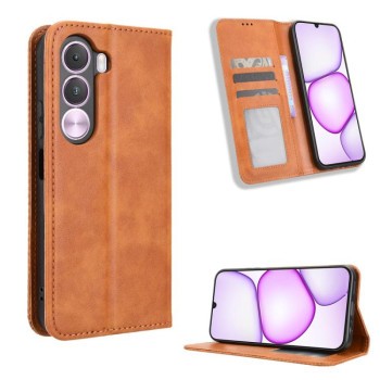 Чехол-книжка Magnetic Buckle Retro Crazy Horse Texture на Realme C100i 4G / C100x 4G — коричневый