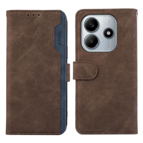 Чехол-книжка ABEEL Color Block Magnetic RFID Leather на  Xiaomi Redmi Note 14 4G 164.48mm - коричневый