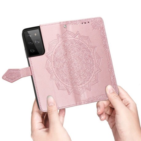 Чехол-книжка Mandala на Samsung Galaxy S21 Ultra - розовое золото