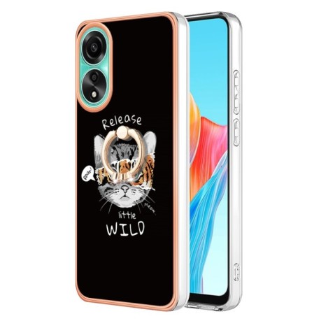 Протиударний чохол Electroplating Dual-side IMD with Ring Holder для OPPO A78 4G - Growth