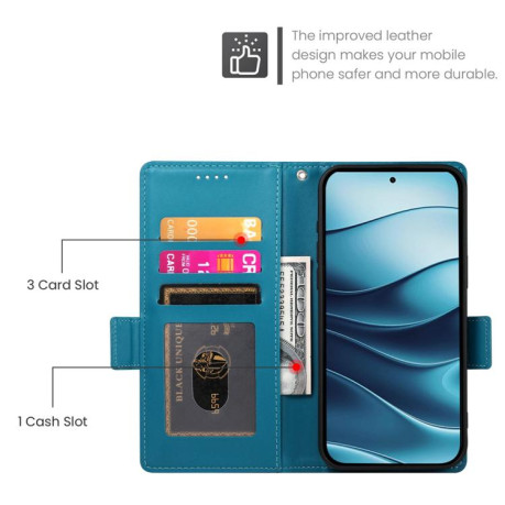 Чохол-книжка Side Buckle Magnetic Frosted Leather для Xiaomi Redmi Note 14 4G 164.84mm - синій