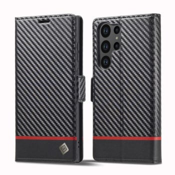 Чохол-книжка LC.IMEEKE Carbon Fiber на Samsung Galaxy S24 Ultra 5G - Black