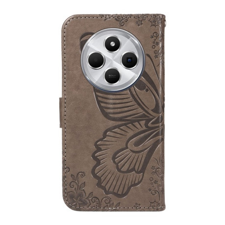 Чохол-книжка Swallowtail Butterfly Embossed Leather для Xiaomi Redmi 14C 4G/Poco C75/Redmi A4 5G - сірий