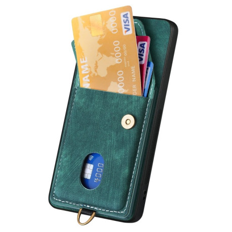 Противоударный чехол Retro Card Wallet Fold Leatherна для Xiaomi Redmi Note 13 - зеленый