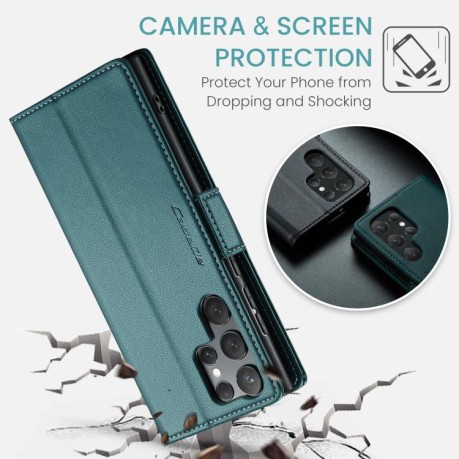 Чехол-книжка CaseMe 023 Butterfly Buckle Litchi Texture RFID Anti-theft Leather для Samsung Galaxy S25 Ultra 5G - зеленый