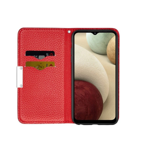 Чехол-книжка Litchi Texture Solid Color на Samsung Galaxy M32/A22 4G - красный