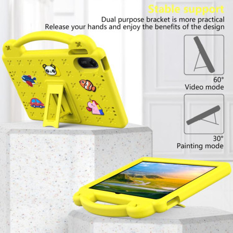 Противоударный чехол EVA Handle Kickstand Children для Xiaomi Redmi Pad 2 11 2025 - жовтий