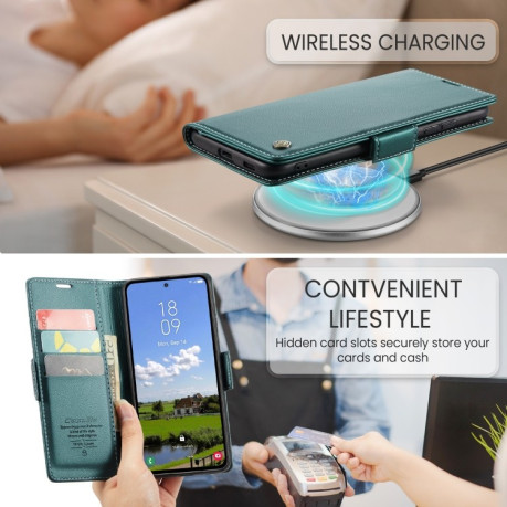 Чохол-книжка CaseMe 023 Butterfly Buckle Litchi RFID Anti-theft Leather  для Samsung Galaxy S25+ 5G - зелений
