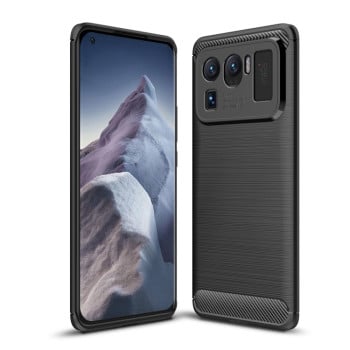 Чехол Brushed Texture Carbon Fiber на Xiaomi Mi 11 Ultra - черный