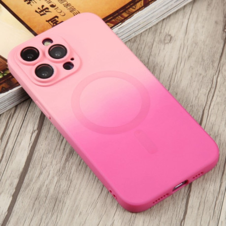 Противоударный чехол Liquid Silicone Full (Magsafe) для iPhone 15 - розово-красный