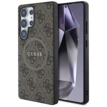 Оригінальний чохол Guess Leather 4G Colored Ring Classic Logo MagSafe для Samsung Galaxy S25 Ultra - Brown