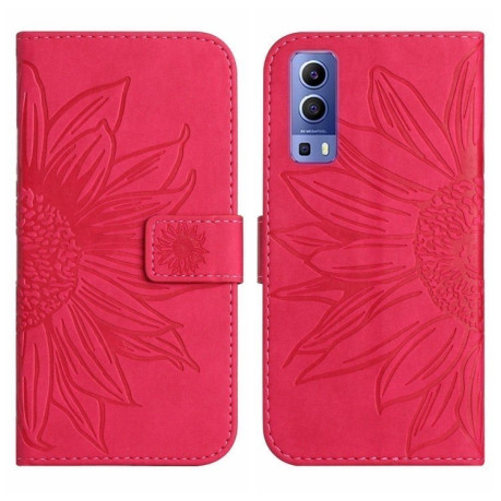 Чохол-книжка Skin Feel Sun Flower для Vivo Y72 5G/iQOO Z3/Y52 5G/Y53S - пурпурно-червоний