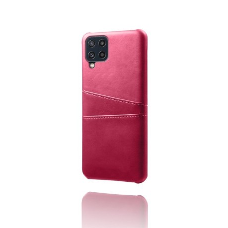 Противоударный чехол Calf Texture with Card Slots для Samsung Galaxy M32/A22 4G - пурпурно-красный
