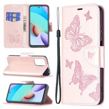 Чехол-книжка Butterflies Pattern на Xiaomi Redmi 10 - золотой