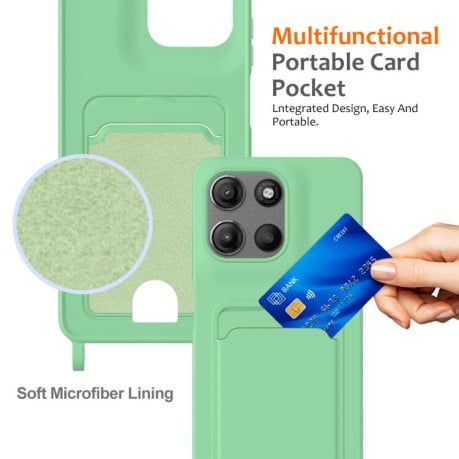 Силіконовий чохол Integrated Card Bag Solid Color Liquid Silicone на Motorola Moto G15/G15 Power 4G - зелений