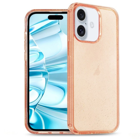 Ударозахисний чохол Glitter Powder TPU Hybrid PC на iPhone 16 - помаранчевий