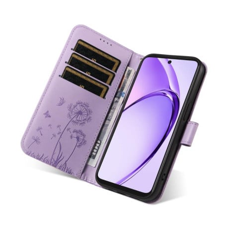 Чохол-книжка з тисненням Dandelion та магнітним хлястиком на OPPO A5X 5G Global - фіолетовий