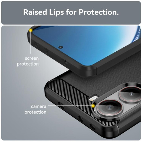 Противоударный чехол Brushed Texture Carbon Fiber на Xiaomi Poco X7 Pro - черный