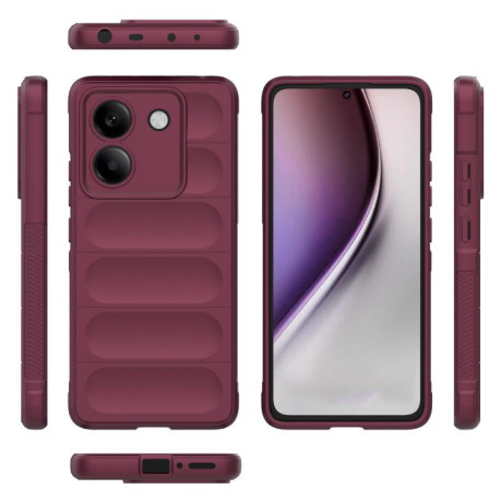 Силиконовый чехол Magic Flannel для Xiaomi Poco M7 Pro 5G - винно-красный